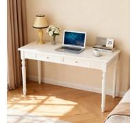 LAITEGOG French Country Style Wirting Desks with Drawers,Solid Wood Farmhouse Computer Table for Home Office,Living Room Study or Workspace(White Without chair,47in)
