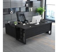 LAITEGOG Large Executive Office Desk,Sit & Stand L Shaped Executive Desk,With side cabinet,Adjustable Luxury Office Desks for Boss,Business Owners,Managers and Supervisors(Black A,160 * 80 CM)
