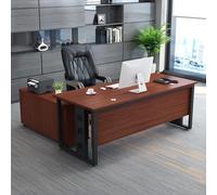 LAITEGOG Large Executive Office Desk,Sit & Stand L Shaped Executive Desk,With side cabinet,Adjustable Luxury Office Desks for Boss,Business Owners,Managers and Supervisors(Teak A,160 * 80 CM)