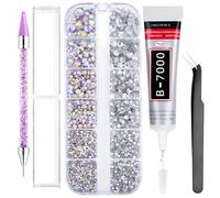 Laitejituan 2880PCS Rhinestones Kit with 15ml Glue, 6 Sizes Silver AB Crystal Gems, Tweezers & Dotting Pen, Nail Gems for DIY Nail Art, Tumblers, Clothing, Shoes & Crafts