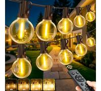 LaiTeny Outdoor String Lights Mains Powered - Garden Lights 100FT/30M Dimmable with Remote Control Festoon Lights 30+2 Shatterproof LED Bulbs Waterproof for Party Patio Gazebo Pergola Wedding