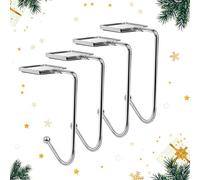 LAITER 4 PCS Stocking Holders for Fireplace Christmas Mantle Stocking Hooks Hangers Fireplace Table Silver Anti-Skid Metal Desk Holder Long Lightweight Hook for Party Ornaments Decorations Gift
