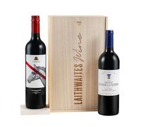Laithwaites Luxury Red Wine Gift Set (Claret and Shiraz Duo) With Wooden Gift box, 2 x 750ml Bottles, 12.5-14.5% ABV
