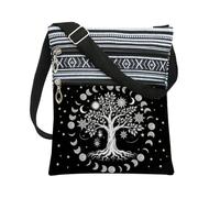 Laivybract Tree Of Life Crossbody Bag Moon Sun World Tree Printed Messenger Bag Bohemia Small Ethnic Adjustable Strap Multi Zipper Phone Purse Shoulder Handbag for Women Sister Friends