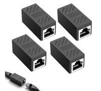 LAIXIABAO 4 Pcs RJ45 Coupler, Female to Female Ethernet Connector, Plug and Play Ethernet Cable Extender LAN Network Inline Joiners (Black)