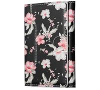 LaiYHe Magnetic Wallet, 6 Card Slots Holder, Flip PU Leather, Slim Minimalist Phone, Compatible with MagSafe Phones and Cases, for iPhone 17/16/15/14/13/12/Pro/Max/Plus (Red Flower)