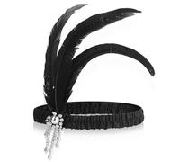LAIYOHO 1920s Flapper Headband with Peacock Feathers & Rhinestones | Vintage 1920s Women's Hair Accessory | Great Gatsby Theme Parties, Wedding, Fancy Dress & Costume Events