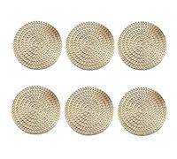 LAIYOHO 6 Pieces Gold Coasters - 10x10cm Hollowed-Out Round PVC Mats, Heat Resistant Drink Coasters for Home & Kitchen, Table Protection Coasters for Cups & Mugs