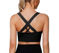 Supportive Sports Bras for Women High Impact, Women Sports Bra Cross Back Strappy, Women's Padded Sports Bras, A-black, S