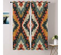 lajGalimau Aztec Native American Curtains 54 Inch Drop, Bohemian Southwestern Ethnic Tribal Blackout Curtains, Eyelet Curtain for Bedroom Living Room, Room Darkening Drapes 2 Panels, 46 x 54 Inch