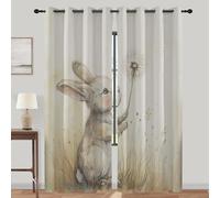 lajGalimau Cute Rabbit Curtains 54 Inch Drop, Bunny Dandelion Blackout Curtains, Eyelet Curtain for Bedroom Living Room, Room Darkening Drapes 2 Panels, 46 x 54 Inch