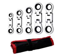 LAJHDCG Stubby Wrenches Set, Flex Head Ratcheting Wrench Set Double Box End Ratchet Wrench Metric 8-19mm 5 Pieces (8 to 19)
