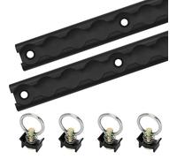 LAJIAOZ L Track Tie Down System - 2PCS 2FT Black Aluminum L-Track Rails with 4PCS Single Stud O-Ring Fittings, Heavy Duty Cargo Tie Down Kit for Trailer, Truck Bed, Van, Utility Vehicles