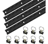 LAJIAOZ L Track Tie Down System - 4PCS 2FT Black Aluminum L-Track Rails with 8PCS Single Stud O-Ring Fittings, Heavy Duty Cargo Tie Down Kit for Trailer, Truck Bed, Van, Utility Vehicles