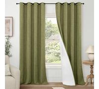 Lajode Olive Green 100% Linen Blackout Curtains for Bedroom 95 Inch Long 52 Wide, Extra Long Thermal Insulated Light Blocking Curtains, Noise Refusing Window Drape Each 52x95 Inch 2 Panels