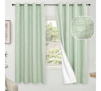 Lajode Sage Green Blackout Curtains for Bedroom - Linen Curtains 63 Inch Length Thermal Insulated Privacy Burlap Boho Window Drapes for Living Room Scandi Farmhouse Dining, 2 Panels, Each 52" Wide