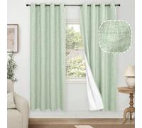 Lajode Sage Green Blackout Curtains for Bedroom - Linen Curtains 72 Inch Length Thermal Insulated Privacy Burlap Boho Window Drapes for Living Room Scandi Farmhouse Dining, 2 Panels, Each 52" Wide