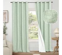 Lajode Sage Green Blackout Curtains for Bedroom - Linen Curtains 95 Inch Length Thermal Insulated Privacy Burlap Boho Window Drapes for Living Room Scandi Farmhouse Dining, 2 Panels, Each 52" Wide
