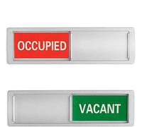 Lajulami Privacy Sign Vacant Occupied Home Magnet Adhesive No Drill Premium, Home Office Restroom Conference Bathroom, Silver WC Toilet WFH Door Hanger Slider Hostel