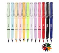 LAJUP Colorful Inkless Pencil, 12Pcs Eternal Pencil with Eraser, Endless Pencil with 12 Extra Color Replaceable Nibs, Endless Writing for Students Painter Artist Beginner