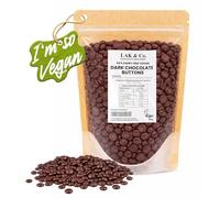 LAK Dark Chocolate Chips 250g - 54% Cocoa Vegan Chocolate Drops for Baking, Cookies, Brownies & Cakes | Dairy Free, No Palm Oil | Smooth Melting Dark Cooking Chocolate Buttons