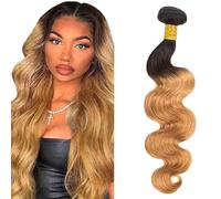 Lakaisa Body Wave Human Hair Bundles 100% Unprocessed Brazilian Remy Hair 1B27 Blonde Ombre Real Hair Weft Extensions Sew-in Hair 1 Bundle for Woman 12 Inches