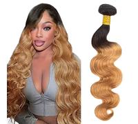 Lakaisa Body Wave Human Hair Bundles 100% Unprocessed Brazilian Remy Hair 1B27 Blonde Ombre Real Hair Weft Extensions Sew-in Hair 1 Bundle for Woman 34 Inches