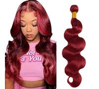Lakaisa Body Wave Human Hair Bundles #99J Burgundy Human Hair Extensions Human Hair Real Hair Weft Extensions Sew-in Hair Single Bundle Real Hair Low Shedding for Woman 34 Inches