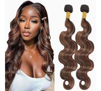 Lakaisa Body Wave Human Hair Bundles Brown Real Hair Weft Extensions Sew-in Hair P430 Highlight Real Hair Extensions 2 Bundles 100% Unprocessed Brazilian Virgin Hair for Woman 34 34 34 Inches