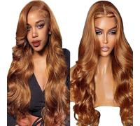 Lakaisa Body Wave Human Hair Wig, Brown, 4x4 Lace Front Real Hair Wig, Wear and Go Glueless, 100% Unprocessed Brazilian Remy Hair Wig, Real Hair, Women, No Smell for Woman, 24 Inches