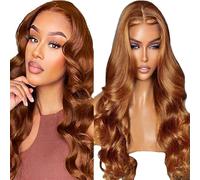 Lakaisa Body Wave Human Hair Wig Lace Frontal Wig Women's Real Hair Glueless Wear and Go Grade 8A 100% Brazilian Remy Hair 4x1 HD Lace #30 Brown Colour Hair No Smell for Women 76 cm