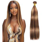 Lakaisa Straight Human Hair Bundles Blonde 100% Unprocessed Brazilian Remy Hair P427 Highlight Real Hair Weft Extensions Sew-in Hair 1 Bundle for Woman 24 Inches