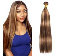 Lakaisa Straight Human Hair Bundles Blonde 100% Unprocessed Brazilian Remy Hair P427 Highlight Real Hair Weft Extensions Sew-in Hair 1 Bundle for Woman 16 Inches