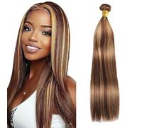 Lakaisa Straight Human Hair Bundles Blonde 100% Unprocessed Brazilian Remy Hair P427 Highlight Real Hair Weft Extensions Sew-in Hair 1 Bundle for Woman 20 Inches