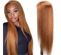 Lakaisa Straight Human Hair Wig Lace Frontal Wig Women's Real Hair Glueless Wear and Go Grade 8A 100% Brazilian Remy Hair 4 x 1 HD Lace #30 Brown Colour Hair No Smell for Women 26 Inches