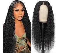 Lakaisa Water Wave Human Hair Wig Lace Frontal Wig Women's Real Hair Glueless Wear and Go Remy Hair 4 x 1 HD Lace Natural Colour Hair No Smell for Women 76 cm