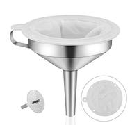 Lakatay 5-Inch Food Grade Stainless Steel Kitchen Funnel with 200 Mesh Food Filter Strainer for Transferring of Liquid Dry Ingredients and Metal Cooking Funnel