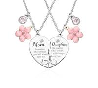 lakayfimily 2Pcs Mom Daughter Heart Matching Pendant Necklace Set Cute Jewelry Accessories for Easter Mother's Day Mom&Daughter Birthday Christmas Gifts, Medium, Stainless Steel, No Gemstone