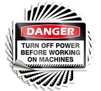 Lake Accent Tattoo - Danger Turn Off Power Before Working On Machines Removable Decal Wall Easy Peel for Men(6X9CM)