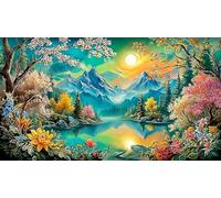 Lake-and-Mountain-Illusion Puzzle Game 1000 Piece Recycled Paper Impossible Hard Difficult Challenging for The Whole for Women, Gifts for Men 38x52cm/1000pcs
