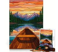 Lake And Mountain Stained Glass Art 1000 Piece Jigsaw Puzzle for Teenagers Mindful Game Snug Cut Happy Challenge (38x26cm)