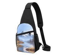 Lake and Snow Mountain Print Chest Pack Waterproof Lightweight One Strap Shoulder Chest Bag for Outdoor Hiking Sports
