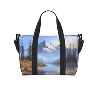 Lake and Snow Mountain Print Gym Bag for Women, Weekender Overnight Bag,Personal Item Bag, Shoulder Bag for Women Men,One Size