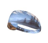 Lake And Snow Mountain Print Sports Headbands For Men Women, Moisture Wicking Sweat Band Elastic Wide Hair Bands,For Running, Cycling,Gym Exercise