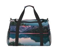 Lake and Sunset Travel Tote Bag â€“ Large Reusable Shopping Bag, Vacation Tote, Sports Duffel Bag with Adjustable Crossbody Strap, Black, One Size