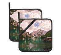 Lake And Wood Cottage Large Pot Holders Oven Mitts Set Heat Resistant Pot Holders Square Pot Holder Hot Pads8 In