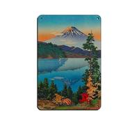 Lake Ashi In The Hakone Hills in Early Autumn Retro Poster Metal Tin Sign Chic Art Retro Iron Painting Bar People Cave Cafe Family Garage Poster Wall Decoration 8x12inch(20x30cm)