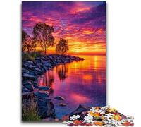 Lake at Sunset 1000 Piece Jigsaw Puzzle for Adults And Teenagers,Learning Educational Toy for Is Ideal As A Gift for The Whole Family (50x75cm)
