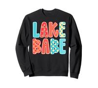 Lake Babe Summer Vibes Polka Dot Stripes Trendy Beach Sweatshirt