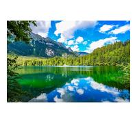 Lake Backdrop Stunning Mountain Forest Tranquil Lake Nature View Photography Background Splendid Scenic Evergreen Pine Trees Fir Forests Backdrop for Hiking Travel Vacation Background Props 7x5ft